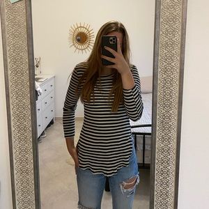 ripped long stripped shirt